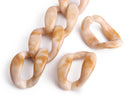 1ft Huge Acrylic Chain Links in Cafe Latte, 64mm, White Brown Marble, Light Tortoise