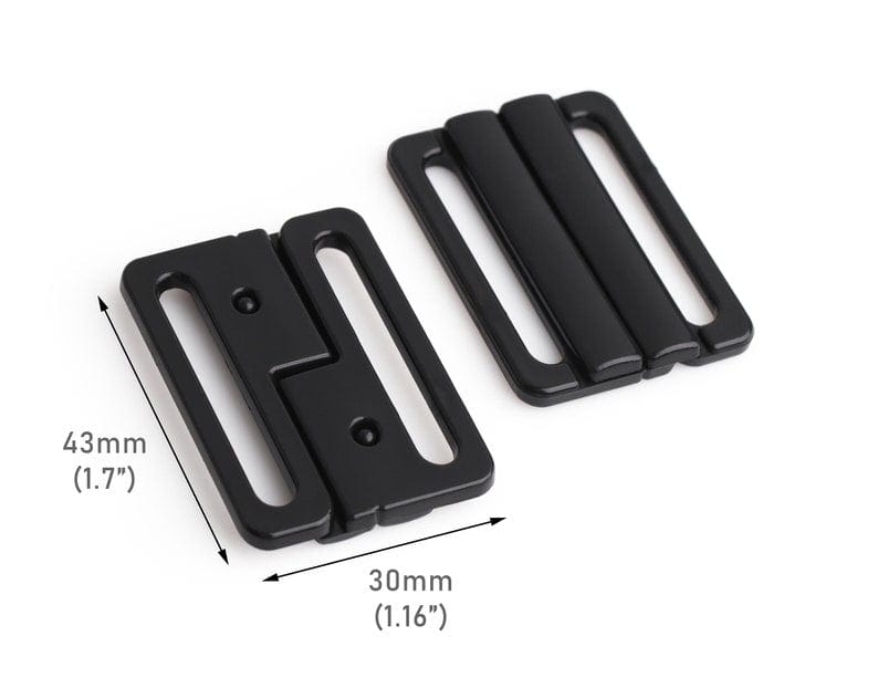 4 Large Plastic Front Closures, Fits 1-5/16" Inch (34mm), For Swimsuits, Dancewear, Bikini Tops and Bra Hardware, Black or White