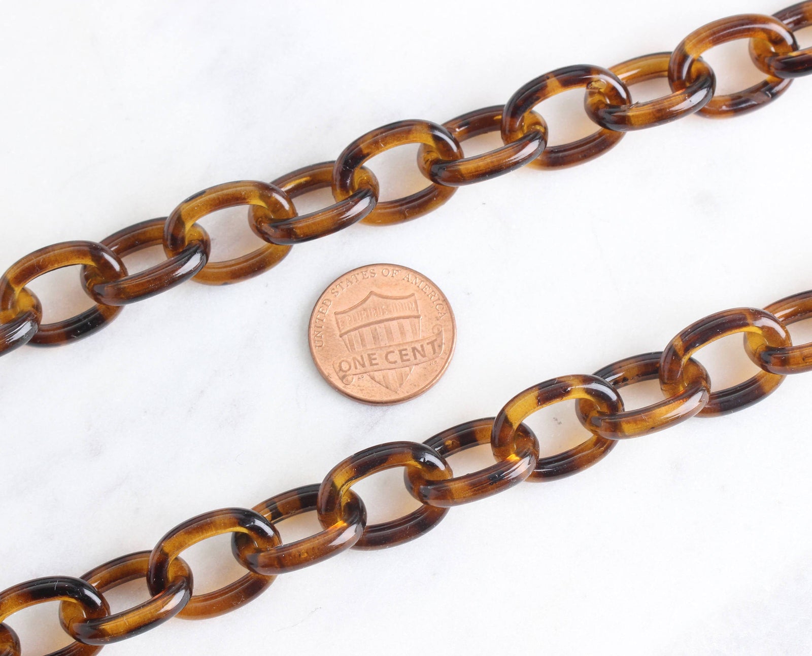 9ft Tortoise Shell Chain in Brown, 18mm, Acrylic Plastic, Oval Cable,