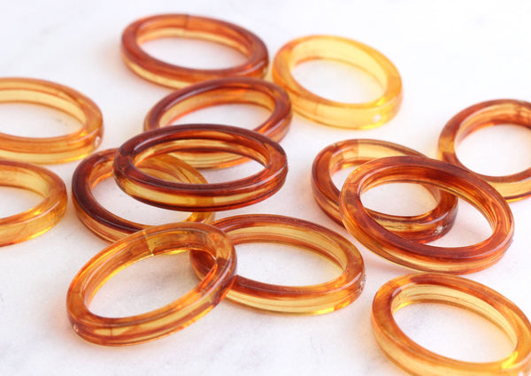 10 Large Oval Tortoise Shell Links 20x25mm, Brown Orange Acrylic Findings, Closed Connector Vintage Tortoise Shell Connector, VG002-25-AM