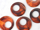 2 Large Hoop Connector with Hole, 47mm Plastic Pendant Amber Circle Link Tortoise Shell Earring Hoop Ring with Off Center Hole, RG015-47-AM