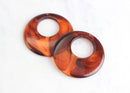 2 Large Hoop Connector with Hole, 47mm Plastic Pendant Amber Circle Link Tortoise Shell Earring Hoop Ring with Off Center Hole, RG015-47-AM