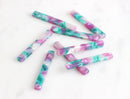 4 Marbled Bar Links 35mm Stick Connectors Plastic Earring Parts Thin Plastic Drops Resin Bead Green Purple White, BAR022-35-APG