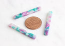 4 Marbled Bar Links 35mm Stick Connectors Plastic Earring Parts Thin Plastic Drops Resin Bead Green Purple White, BAR022-35-APG