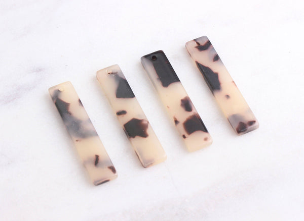 4 Wide Bar Charms for Earrings, Blonde Tortoise Shell, Cellulose Acetate, 35 x 7mm