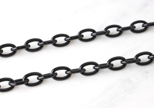 5ft Glossy Black Acrylic Chain, 13mm, Small Size, Long Continuous Length
