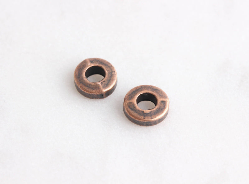 Antique Copper Beads 6mm x 2mm (100pcs) Tibetan Silver Spacer Beads Tire Donut Ring Bead 6x2 Round Flat Disc Metal Rondelle, BEAD002-06-MAC
