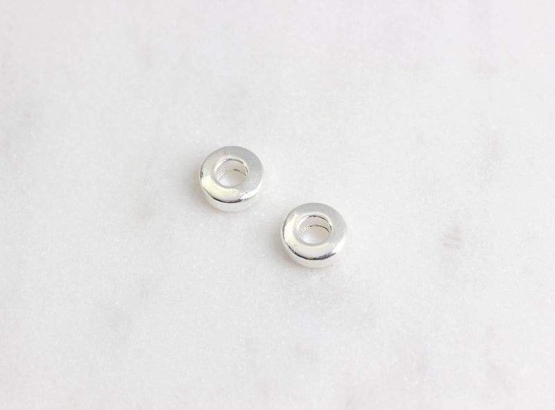 Silver Rondelle Bead 6mm (100pcs) Large Hole 2.5mm Heishi Bead Flat Round Ring 6x2mm Beads Metal Washer Tibetan Silver Spacer, BEAD002-06-MSP