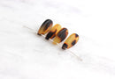 4 Small Teardrop Charms, Tortoise Shell, Cellulose Acetate, 14 x 7mm