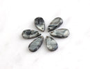 Black Marble Raindrop Beads with Silver Gray 4pc 7x14mm Teardrop Plastic Black Acrylic Shapes, Small Tear Drop Charm 1 Hole, TD001-14-QK