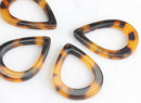 4 Large Teardrop Tortoise Shell Link, 30mm x 21mm Connector Marble Amber Brown Plastic Charm, Tortoise Resin Pear Shaped Bead, TD002-30-TT