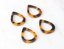 4 Large Teardrop Tortoise Shell Link, 30mm x 21mm Connector Marble Amber Brown Plastic Charm, Tortoise Resin Pear Shaped Bead, TD002-30-TT