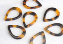 4 Large Teardrop Tortoise Shell Link, 30mm x 21mm Connector Marble Amber Brown Plastic Charm, Tortoise Resin Pear Shaped Bead, TD002-30-TT