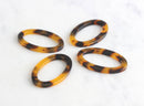 4 Chunky Tortoise Shell Plastic Chain Link 34mm Tortoise Findings Component Oval Large Plastic Ring Laser Cut Tortoiseshell VG001-34-TT