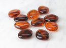 3 Large Amber Beads Plastic 30mm Beads Tortoise Shell Acrylic, Chunky Beads Pebble Stone, Flat Oval Beads Tortoiseshell, BEAD001-30-AM