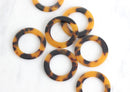 2 Plastic Tortoise Shell Ring Beads Acetate 35mm Link Chain Chunky Tortoise Connectors Beads Brown Black Flat Round Circles RG013-35-TT
