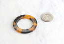 2 Plastic Tortoise Shell Ring Beads Acetate 35mm Link Chain Chunky Tortoise Connectors Beads Brown Black Flat Round Circles RG013-35-TT