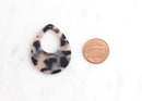 4 Big Teardrop Bead White Tortoise Shell, 38mm Vintage Tortoise Acrylic Blanks Mottled Beads Plastic Blond Tortoise Charm, TD046-38-WT