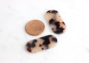 4 White Tortoise Shell Rectangle Pendant 30mm, Dog Tag Bead Wide Bar Connector Charm Rounded Corner Acrylic Tortoise Pendant, BAR003-30-WT