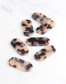 4 White Tortoise Shell Rectangle Pendant 30mm, Dog Tag Bead Wide Bar Connector Charm Rounded Corner Acrylic Tortoise Pendant, BAR003-30-WT