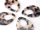 4 Big Teardrop Bead White Tortoise Shell, 38mm Vintage Tortoise Acrylic Blanks Mottled Beads Plastic Blond Tortoise Charm, TD046-38-WT