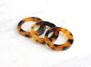 4 Tortoise Shell Earrings Hoop 29mm, Amber Brown Tortoise Circle Ring Acrylic, Big Hole Circle Marble, Burnt Orange Bead Flat, RG007-29-TT