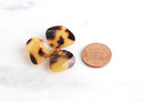 2 Large Three Petal Flower in Tortoise 32mm Flower Cabochon Acetate Flower Bead Cab Big Plastic Flower Hibiscus Center Hole, FW001-32-TT
