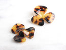 2 Large Three Petal Flower in Tortoise 32mm Flower Cabochon Acetate Flower Bead Cab Big Plastic Flower Hibiscus Center Hole, FW001-32-TT