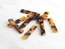 4 Wide Bar Charms in Tortoiseshell, Cellulose Acetate, 35 x 7mm
