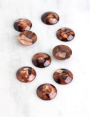 4 Brown Shiny Cabochons 16mm, Domed Round Cabochon Dark Brown Cab Beads Plastic Resin Marbled Flatback Light Brown Cabochon, CAB003-16-DBM