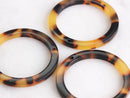 2 Ring Connector Charms in Tortoise Shell, 1 Hole, Flat Edge, Cellulose Acetate, 32mm