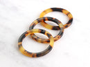 2 Ring Connector Charms in Tortoise Shell, 1 Hole, Flat Edge, Cellulose Acetate, 32mm