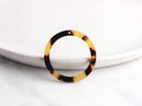 2 Ring Connector Charms in Tortoise Shell, 1 Hole, Flat Edge, Cellulose Acetate, 32mm