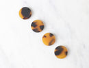 4 Tortoise Bead Charm 15mm, Vintage Tortoise Shell Drop Bead Plastic, Flat Coin Bead Tortoise Pendant, Tortoise Shell Jewelry, CN003-15-TT