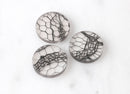 4 Black Lace Coin Beads 13mm, Lace inside Plastic Bead Charm Transparent Clear Lace Charm, Flat Round Acrylic Charm Connector, CN004-13-LAC