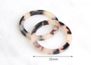 2 Blonde Tortoise Shell Ring Pendants, 1 Hole, Circle Connector Links, Cellulose Acetate, 32mm