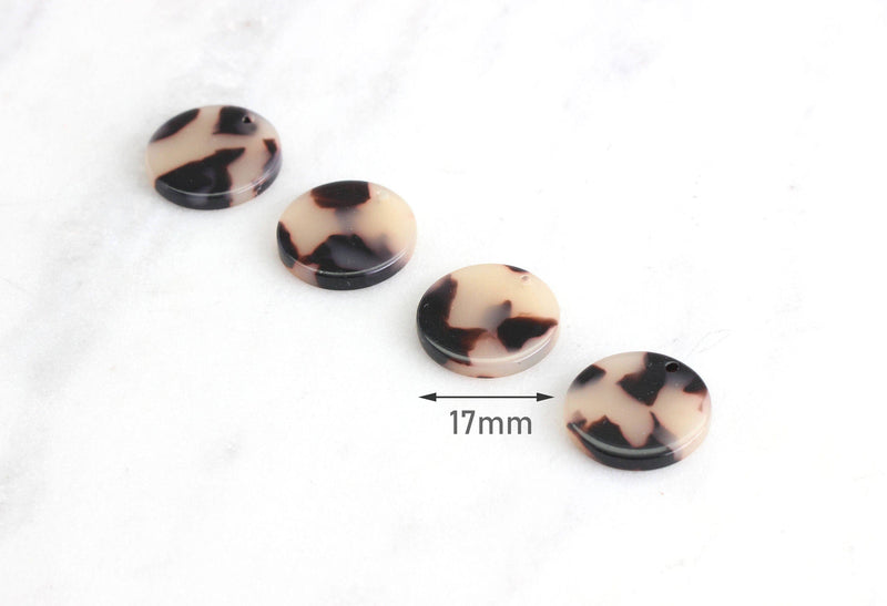 4 Blonde Tortoise Shell Circles 17mm, Plastic Disc Bead Marble, Acrylic Earring Blank Monogram, Tortoise Jewelry Supply Findings CN005-17-WT