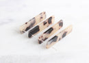 4 Wide Bar Charms for Earrings, Blonde Tortoise Shell, Cellulose Acetate, 35 x 7mm