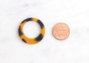 4 Tortoise Shell Earrings Hoop 29mm, Amber Brown Tortoise Circle Ring Acrylic, Big Hole Circle Marble, Burnt Orange Bead Flat, RG007-29-TT
