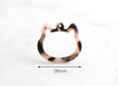 2 White Cat Face Charms 28mm, Acrylic Laser Cut Cat Outline, Flat Cat Connector, Plastic Cat Head Bead, Hollow Cat Lover Bead,  XY001-28-WT