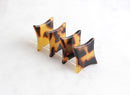 4 Tortoise Pattern Square Diamond Charms 25mm, Acrylic Earring Blanks, Diamante Bead Tortoise Shell Lucite, Flat Diamond Drop, DX002-25-TT