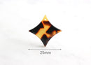 4 Tortoise Pattern Square Diamond Charms 25mm, Acrylic Earring Blanks, Diamante Bead Tortoise Shell Lucite, Flat Diamond Drop, DX002-25-TT