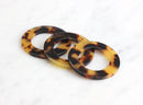 2 Large Rings in Tortoiseshell, Round Circle Pendants, Cellulose Acetate, 40mm