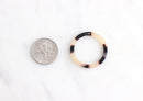 4 Thin Rings Tortoise Shell, 24mm Circle Connectors, 1 Inch Circle Tortoise White Black, Washer Charm Blonde Tortoise, RG010-24-WT