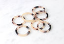 4 Thin Rings Tortoise Shell, 24mm Circle Connectors, 1 Inch Circle Tortoise White Black, Washer Charm Blonde Tortoise, RG010-24-WT