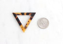 2 Upside Down Open Triange Pendants, Tortoiseshell, Acetate Plastic, 37 x 32mm
