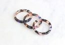 4 Thin Ring Connectors, 1.1" Inch, Multicolor Tortoise Shell Links, Colorful Resin Charms for Earrings, Rainbow Plastic Beads, RG091-27-KMC