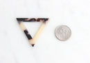 2 Inverted Triangle Pendants, Blonde Tortoise Shell, Big Triangle Drop Charms for Earrings, Cellulose Acetate, 37 x 32mm