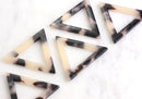 2 Inverted Triangle Pendants, Blonde Tortoise Shell, Big Triangle Drop Charms for Earrings, Cellulose Acetate, 37 x 32mm