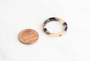 4 White Tortoise Shell Rings 24mm - 25mm, Vintage Tortoise Flat Round Links Donut, Lucite Plastic Big Hole Beads Large Ring Link, RG055-24-WT